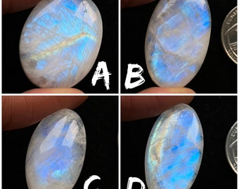 Top AAA+ Quality  Natural Rainbow Moonstone Cabochon Loose Gemstone For Making  Jewelry and pendant