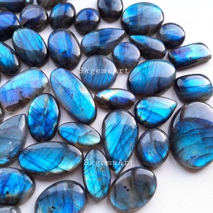 Pietra preziosa sciolta cabochon di labradorite BLU all'ingrosso per la creazione di gioielli immagine 3