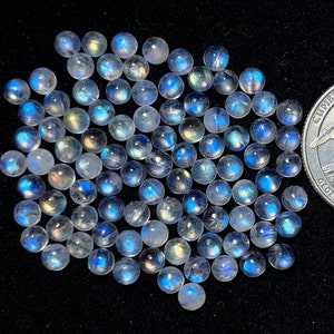 New 4mm 50pcs Lot AAA Quality Natural Rainbow Moonstone Cabochon Loose Gemstone For Making Jewelry and pendant image 1