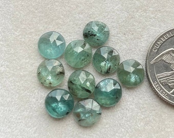 10 pcs Pack 8mm Round ,Emerald Color Kyanite Rosecut - Top Quality  Rose Cut Flat Back Gemstone 10 Pieces Lot For Jewelry Making,