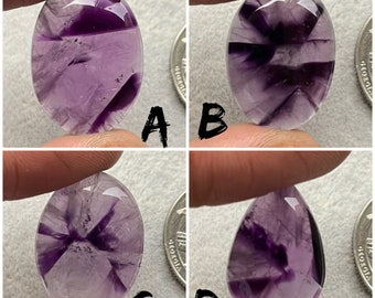 Trapiche Purple Star Amethyst Flatback Cabochon, With Very Cheap Price Loose Gemstone For Jewelry Making