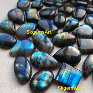 Lotto all'ingrosso AAA Blu e Multi Entrambi i fuochi Labradorite Cabochon Pietra preziosa sciolta per la creazione di gioielli immagine 6