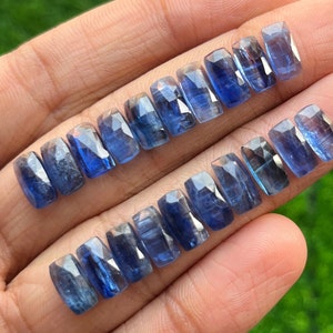 5x10mm 20 Pack Natural Blue Kyanite Rosecut - Top Quality  Rose Cut Flat Back Gemstone 10 Pieces Lot For Jewelry Making,