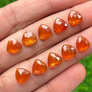 10 pcs Lot New 9mm Orange Kyanite Rosecut Trillion Gemstone For Jewelry Making image 1