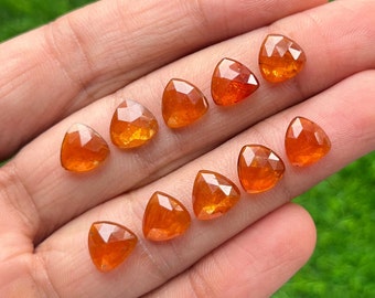 10 pcs Lot New 9mm Orange Kyanite Rosecut Trillion Gemstone For Jewelry Making