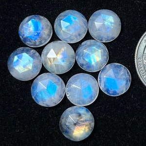 New 10mm 10pcs Lot AAA+ Quality Natural Rainbow Moonstone Rosecut Loose Gemstone For Making  Jewelry and pendant