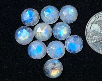 Nouveau 10 mm 10 pcs / lot AAA + Pierre de lune arc-en-ciel naturelle de qualité rose, pierres précieuses en vrac pour la fabrication de bijoux et de pendentifs