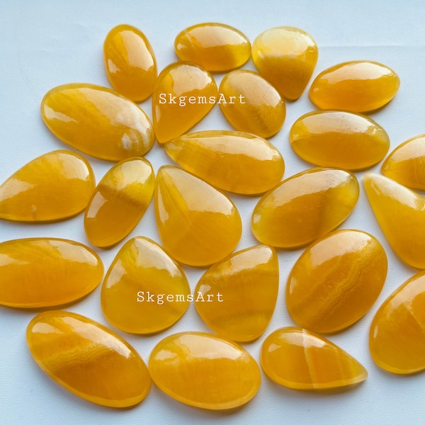 Wholesale Lot of Yellow Aragonite Cabochon By Weight With Different Shapes And Sizes Used For Jewelry Making