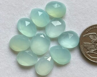 Aquamarine Color Onyx Rose Cut Slice - Top Quality  Rose Cut Flat Back Gemstone 10 Pieces Lot For Jewelry Making, Pendant, Ring