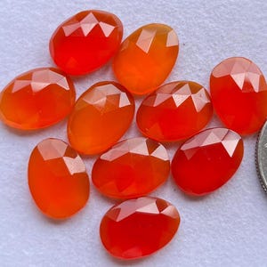 Selected Carnelian Onyx 10x14mm Rose Cut Slice - Top Quality  Rose Cut Flat Back Gemstone 10 Pieces Lot For Jewelry Making, Pendant, Ring