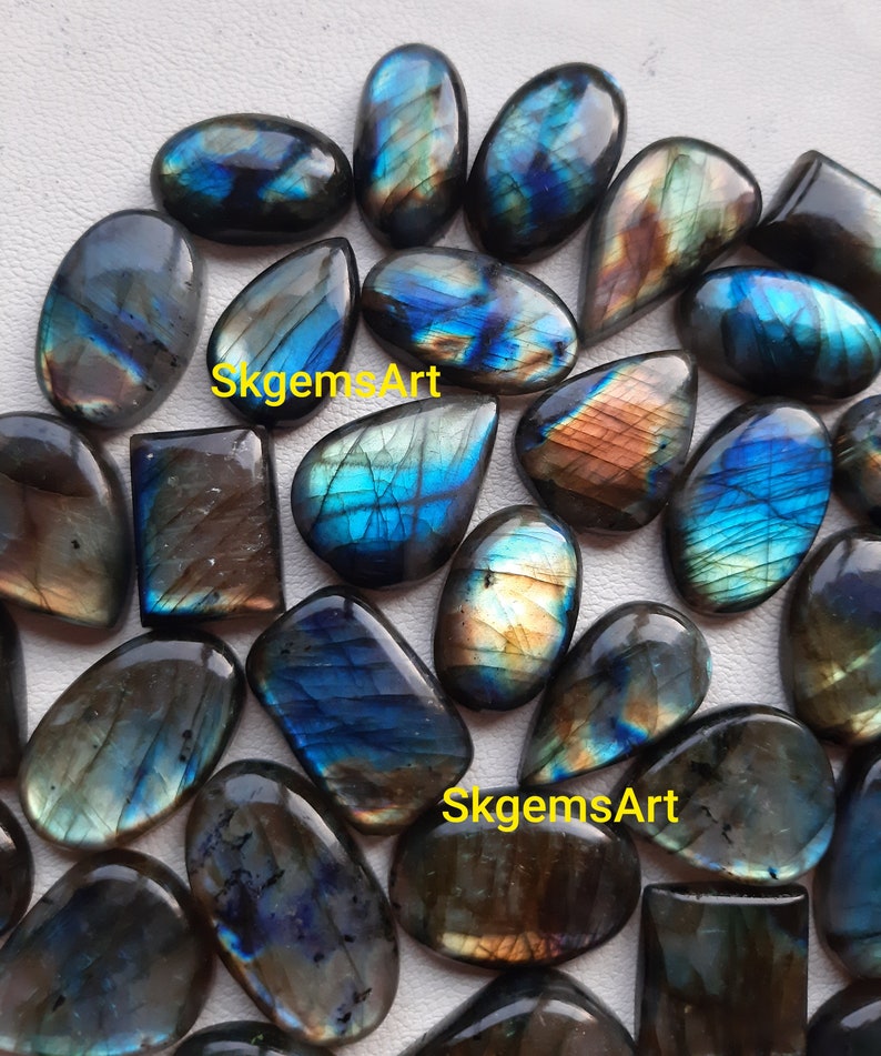 Lotto all'ingrosso AAA Blu e Multi Entrambi i fuochi Labradorite Cabochon Pietra preziosa sciolta per la creazione di gioielli immagine 5