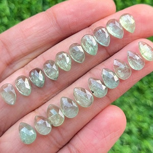 6x9mm Pear 15 pcs Pack Natural Mint Kyanite Rosecut - Top Quality  Rose Cut Flat Back Gemstone 10 Pieces Lot For Jewelry Making,