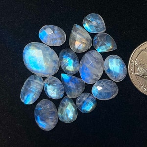 15 pcs Lot High Grade Rosecut Clean AAA Quality Natural Rainbow Moonstone Cut Gemstone For Making  Jewelry and pendant