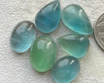 6 pcs Lot Green Flourite Smooth Cabochon Used For Jewelry Making