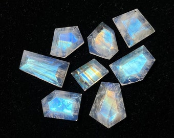 8 pcs Lot Step Cut Top Rainbow Moonstone For Making Jewelry and pendant