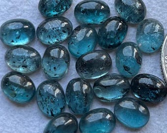 Selected 20 pcs 6x8mm Teal Moss Kyanite Smooth Cabochon Loose Gemstone For Jewelry Making