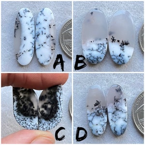 Top Dendrite Opal Cabochon Matched Pair For Making Earrings