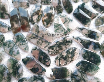 Wholesale Rate MOSS AGATE Pair Cabochon Wholesale Lot By Weight With Different Shapes And Sizes Used For Jewelry Making