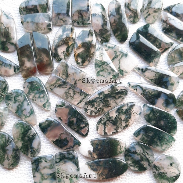 Wholesale Rate MOSS AGATE Pair Cabochon Wholesale Lot By Weight With Different Shapes And Sizes Used For Jewelry Making