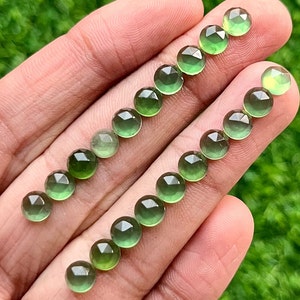 Top 6mm 20pcs Pack Green Serpentine Rosecut Round - Top Quality Lapis Rose Cut Flat Back Gemstone For Jewelry Making, Pendant, Ring