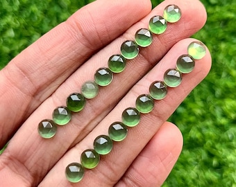 Top 6mm 20pcs Pack Green Serpentine Rosecut Round - Top Quality Lapis Rose Cut Flat Back Gemstone For Jewelry Making, Pendant, Ring