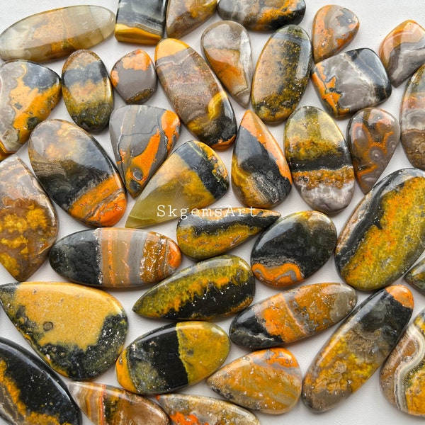 Top Natural Bumblebee Jasper Cabochon Wholesale Lot By Weight With Different Shapes And Sizes Used For Jewelry Making