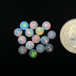 10 pcs pack 6mm Ethiopian Opal Round Shape Cabochon Loose Gemstone For Ring and Jewelry Making