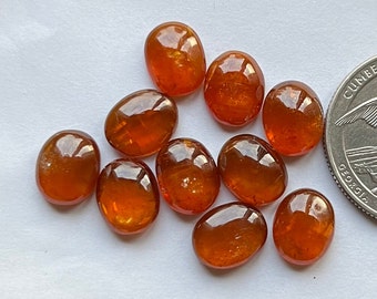 Top Selected 10 pcs 8x10mm Orange Kyanite Smooth Cabochon Loose Gemstone For Jewelry Making