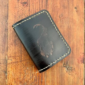 Porte-cartes en cuir de chèvre des montagnes noirs - Portefeuilles élégants et durables Porte-cartes robustes en cuir de chèvre authentique de qualité supérieure Saint-Valentin