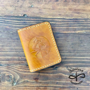 Portefeuille en cuir jaune fabriqué à la main - Cadeau de Saint-Valentin fin et élégant