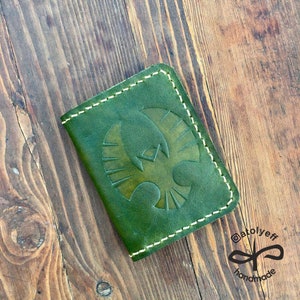 Portafoglio in vera pelle personalizzato fatto a mano con gufo, regalo per lui, regalo per lei, portafoglio con gufo, portafoglio verde fatto a mano, portafoglio in pelle vintage