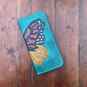 Butterfly Pattern Leather Wallet for Women - Exquisite Leather Design Elegant Boho Women&#39;s Wallet - Handcrafted from Genuine Leather