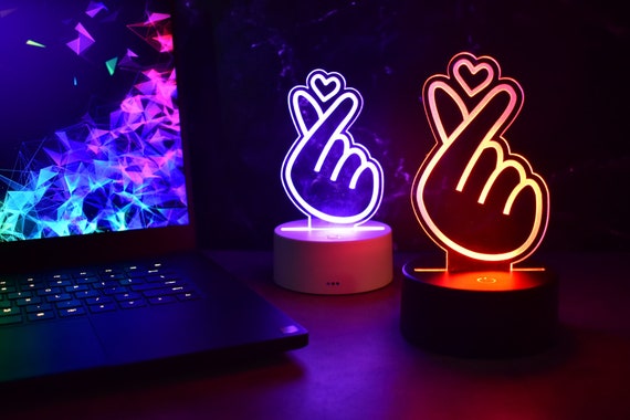 Finger Heart Glowing LED Art Piece Kpop Korean Kawaii Bts Twice