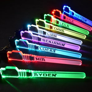 Personalized LED Mini Light Saber  Charm | Custom Star Wars Themed LED Keychain | Star Wars Theme Birthday Party Favors, Giveaways, Gifts