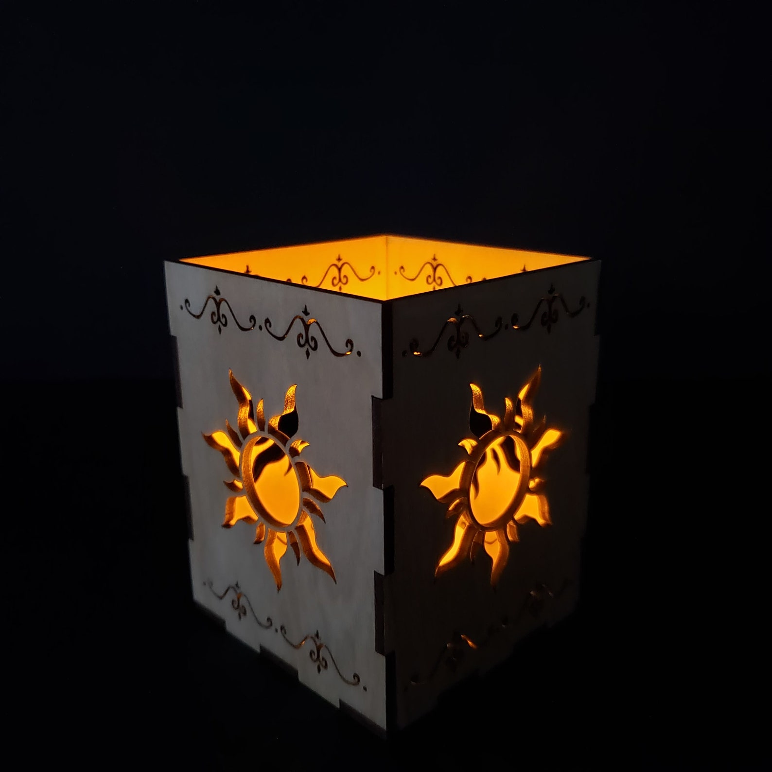 Tangled Inspired Wooden Tea Candle Light Holder Lantern Box Etsy