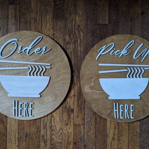 Custom Business Wooden Pho Order Here Sign kiosk restaurant boba bubble tea lounge shop entrepreneur owner studio