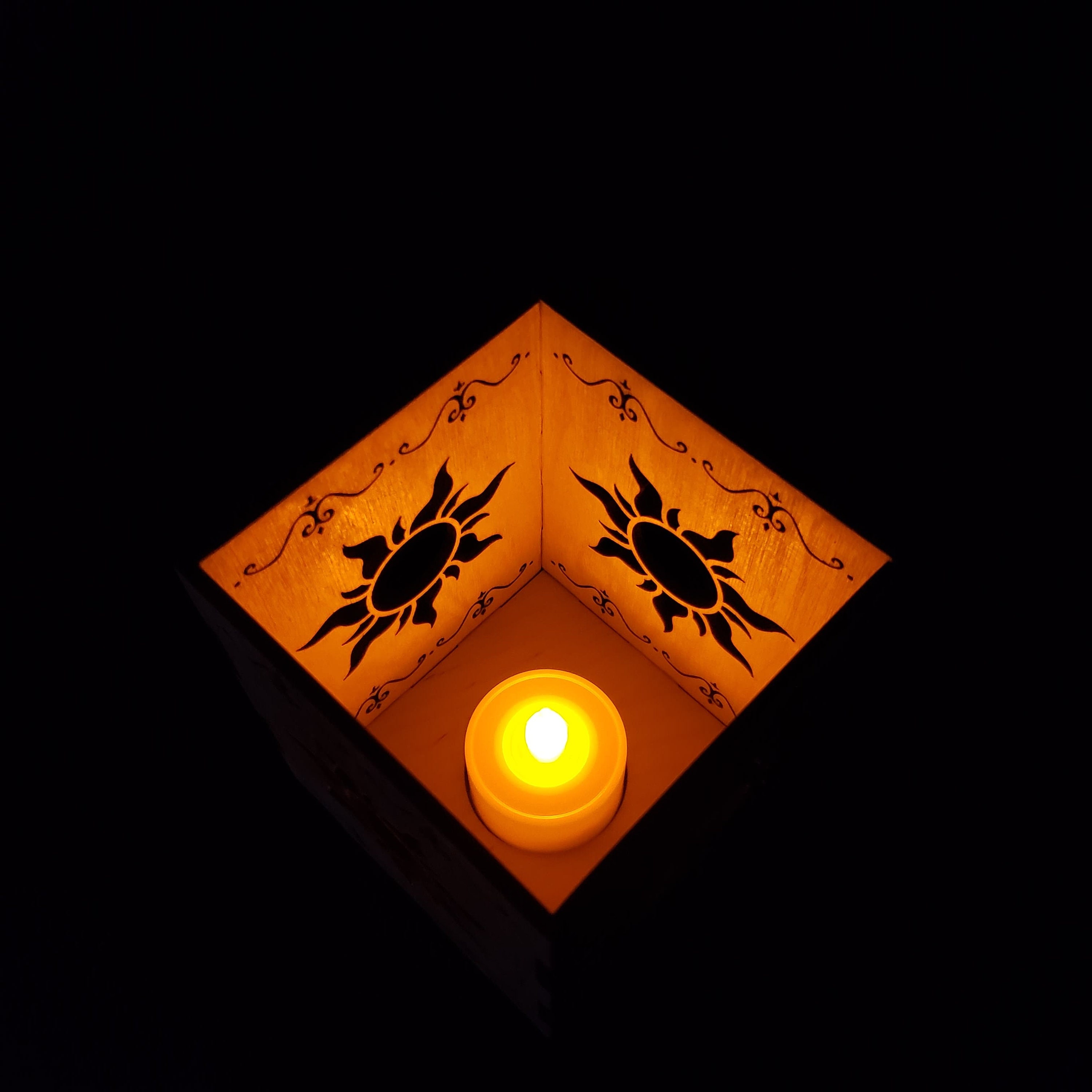 Tangled Inspired Wooden Tea Candle Light Holder Lantern Box Etsy