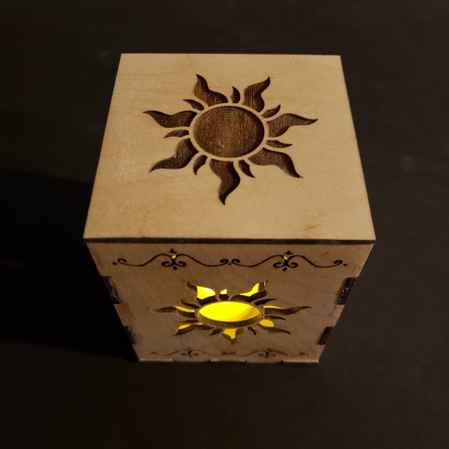 Tangled Inspired Wooden Tea Candle Light Holder Lantern Box Frozen Disney 