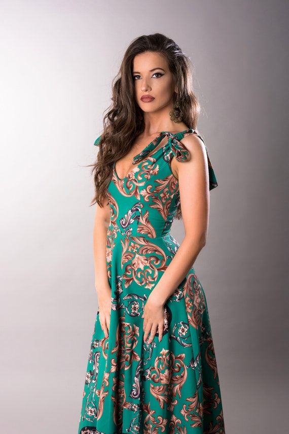 emerald green print dress Tanya Taylor | Violeta Dress | Emerald Multi