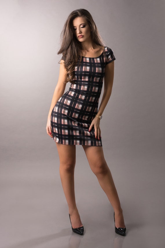 checked bodycon dress Green Tartan Plaid Bodycon Mini Dress: Womens Designer Fashion