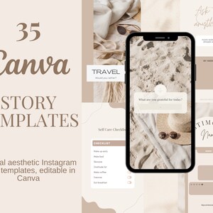 35 Instagram Story Template Pack, Social Media Instagram Templates, Aesthetic Instagram Templates, Neutral, Canva Editable