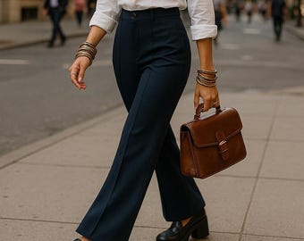 70s Black Polyester Slacks by Jan Celeste