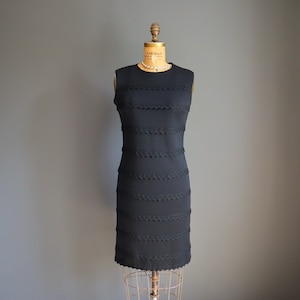 60s Elegant Black Knit Sheath by Mason Edwards Elizabeth, New Jersey