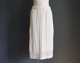 70s Oatmeal Boucle Knit Skirt by British Vogue