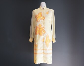 70s Alfred Shaheen Sunshine Yellow Popover Dress