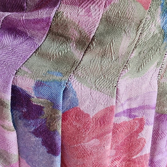 80's Watercolor Roses Fine Wool Midi Skirt - image 3