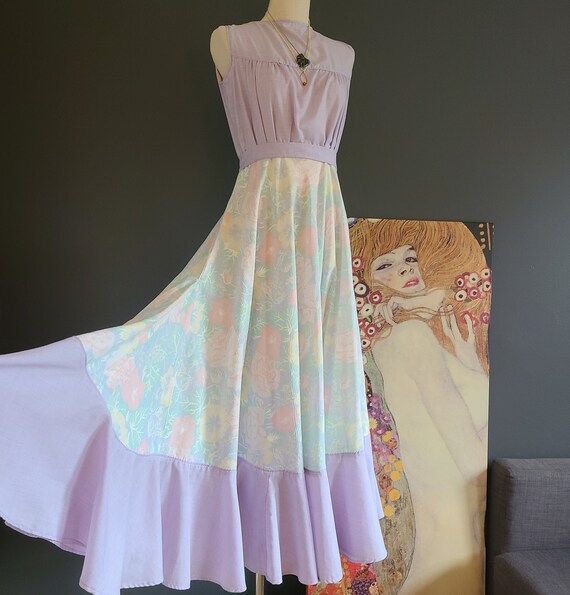 70's Handmade Lilac Prairie Dress