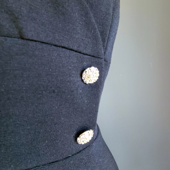 60s Black Rhinestone Button Dress by Jonathan Log… - image 3