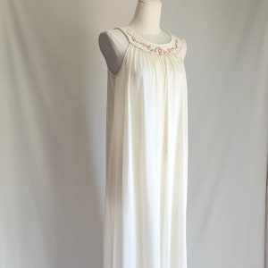 Late 70s Nylon Embroidered Nightgown and Robe