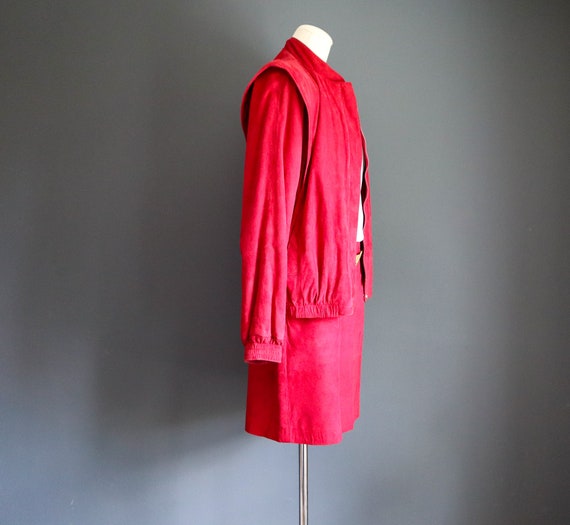 80s Red Suede Jacket and Skirt by Peter Caruso - image 5